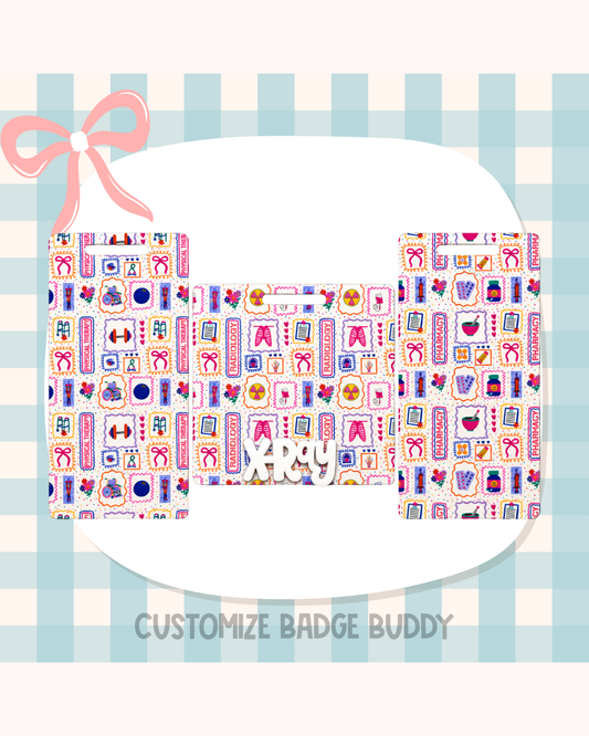Medical Scallop Badge Buddy Custom Acrylic Design PT RAD PHARM