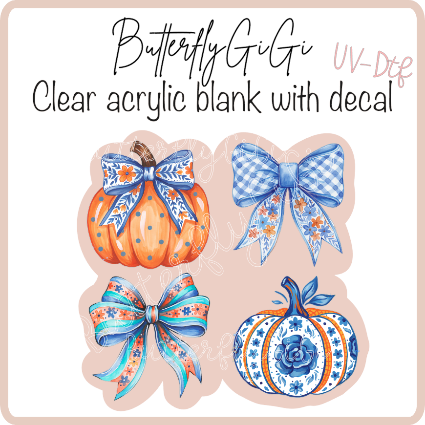 Pumpkin blue bows UvDtf