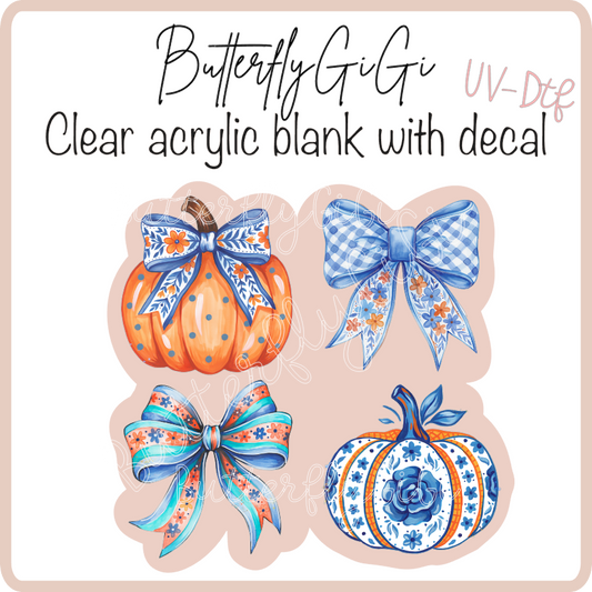 Pumpkin blue bows UvDtf