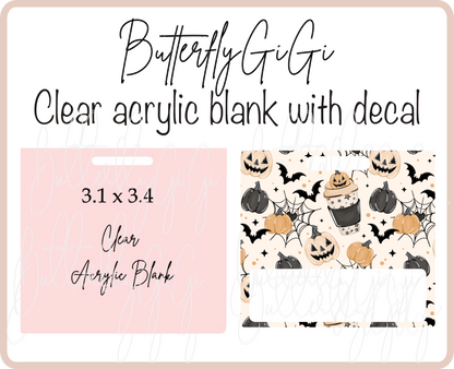 Pumpkin Coffee Webs Badge Buddy Acrylic Blank & Decal