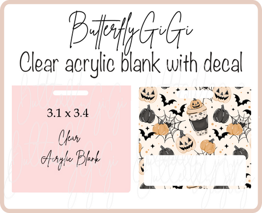Pumpkin Coffee Webs Badge Buddy Acrylic Blank & Decal