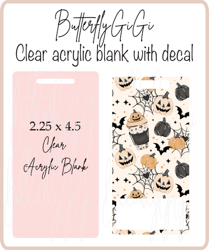 Pumpkin Coffee Webs Badge Buddy Acrylic Blank & Decal