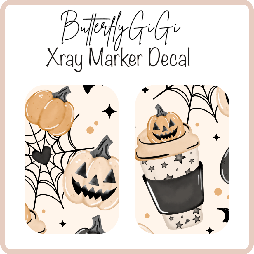 Pumpkin Coffee Webs X ray Markers Decal