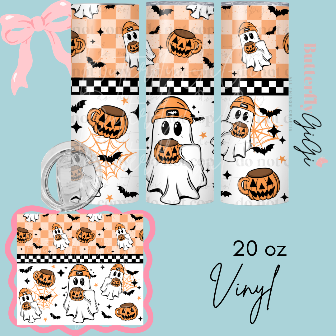 Pumpkin Mug Ghostie 20oz Vinyl Wrap