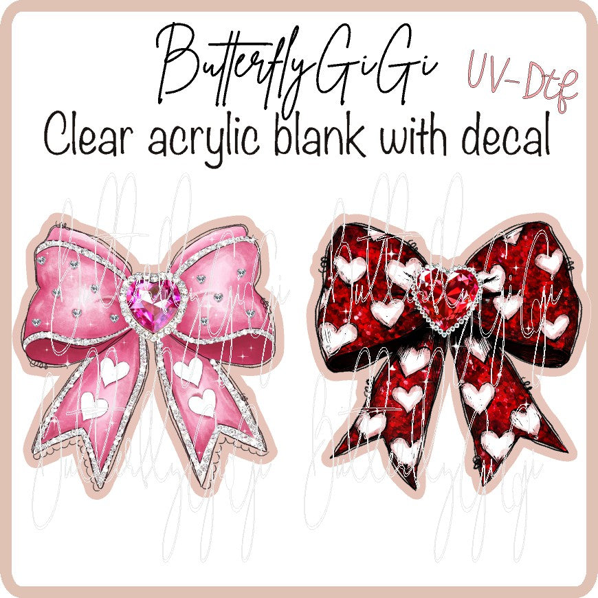 Red Pink Diamond Bow  UV DTF