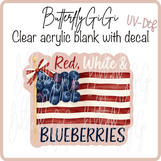 Red White Blueberries Flag  UV DTF