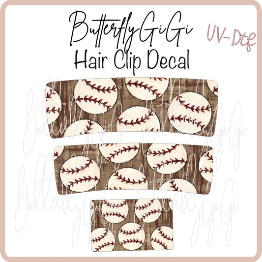 Rustic Baseball Hair Clip DECAL