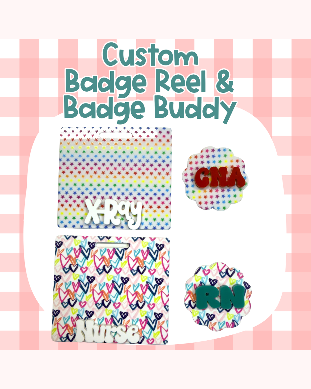 Shapes Badge Reel Badge Buddy Custom Acrylic Design