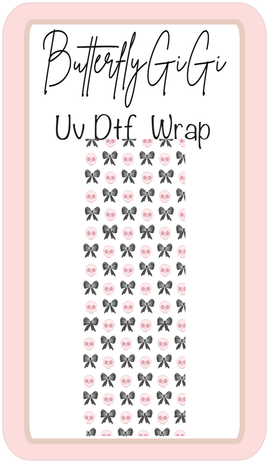 Wrap Skull pink bow Uv Dtf