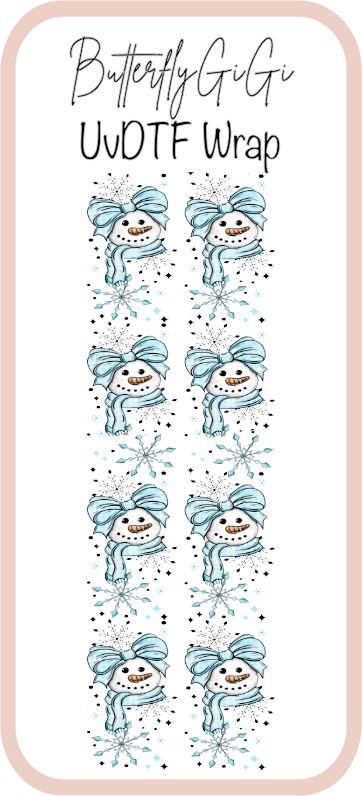 Snowman Blue Pink UvDtf Wrap