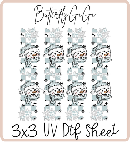 Snowman 3x3 UVDtf Sheet