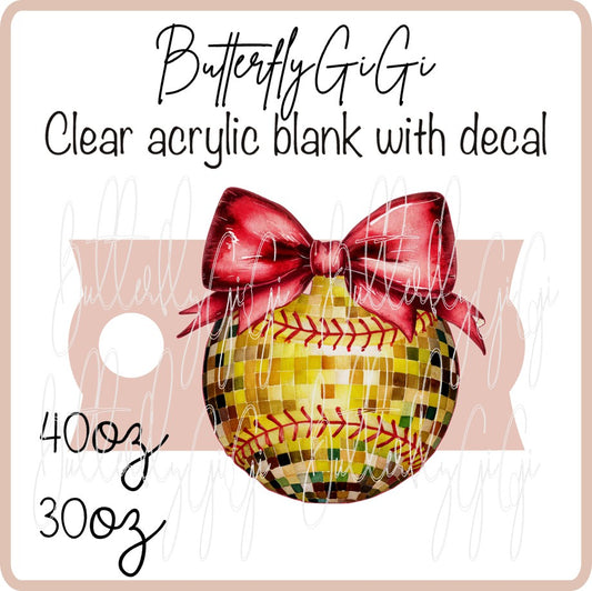 .Tumbler Plate Softball Bow