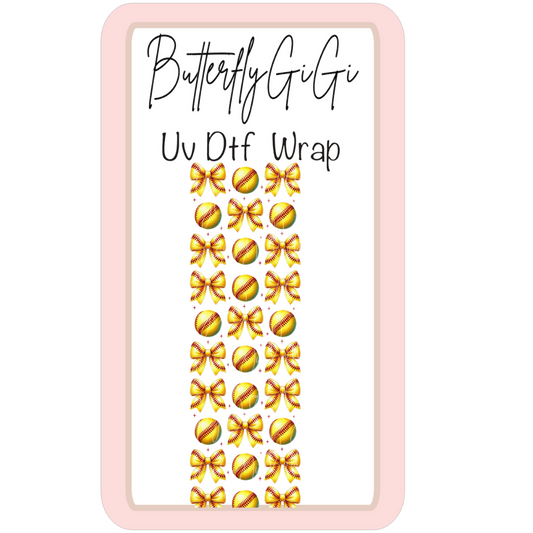 Wrap Softball Bows UV DTF