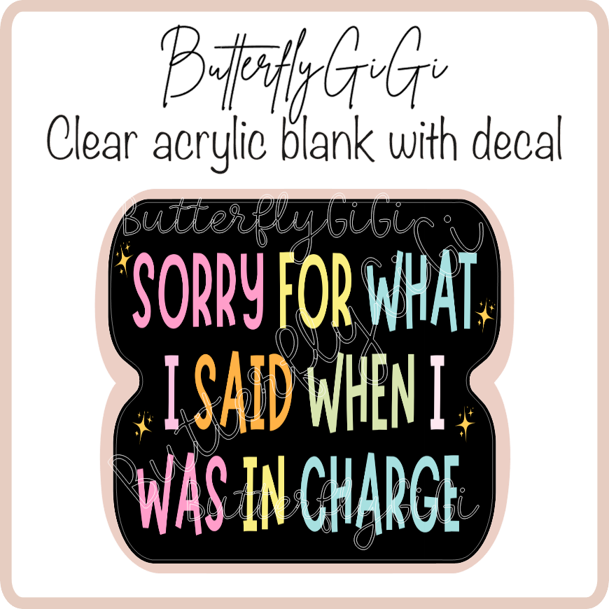 Sorry for What I said in Charge