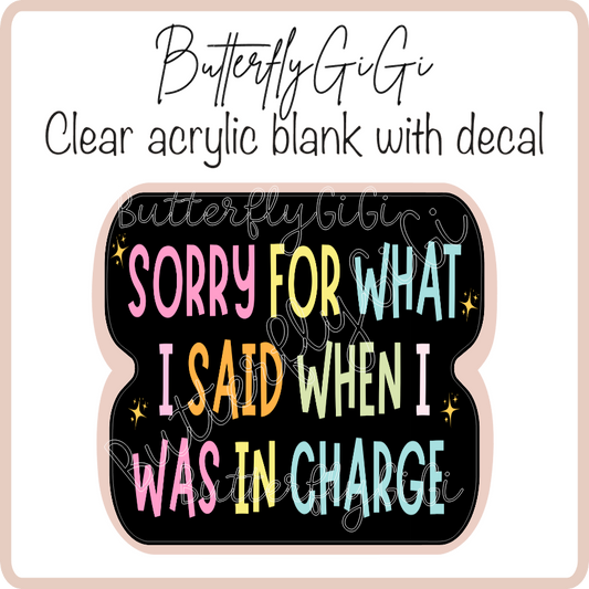 Sorry for What I said in Charge