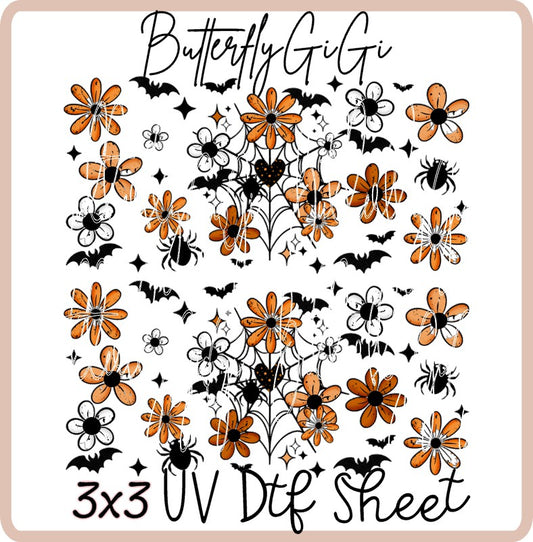 3x3 Spider Flowers Uv Dtf SHEET