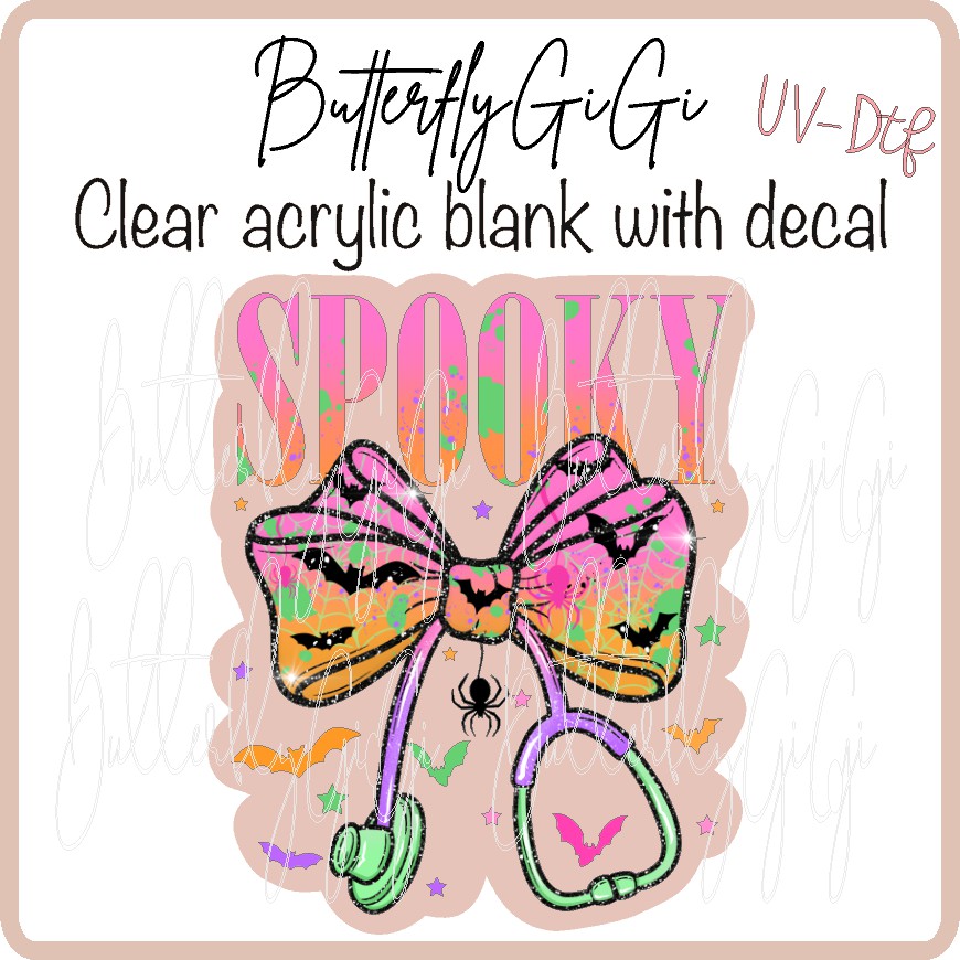 Spooky Bow Neon UV DTF