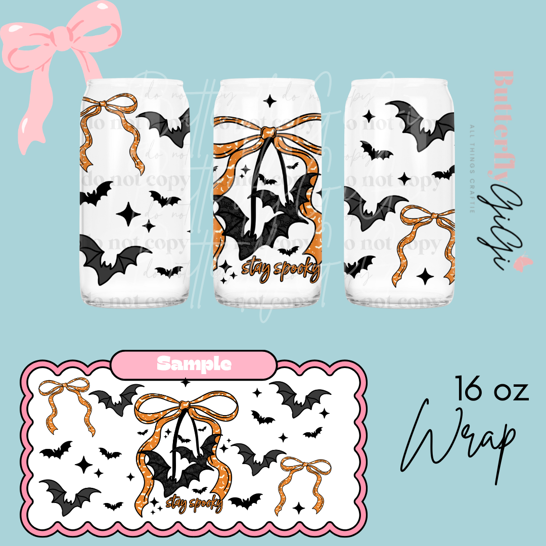 Stay Spooky Bats and Bows 16oz UVDTF Wrap