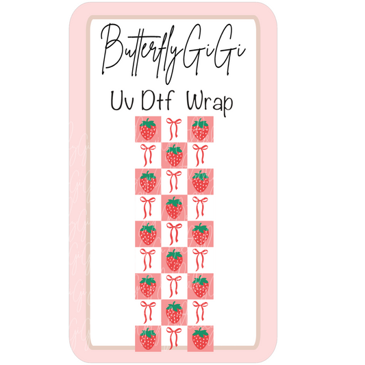 Wrap Strawberry Checkered Uv Dtf