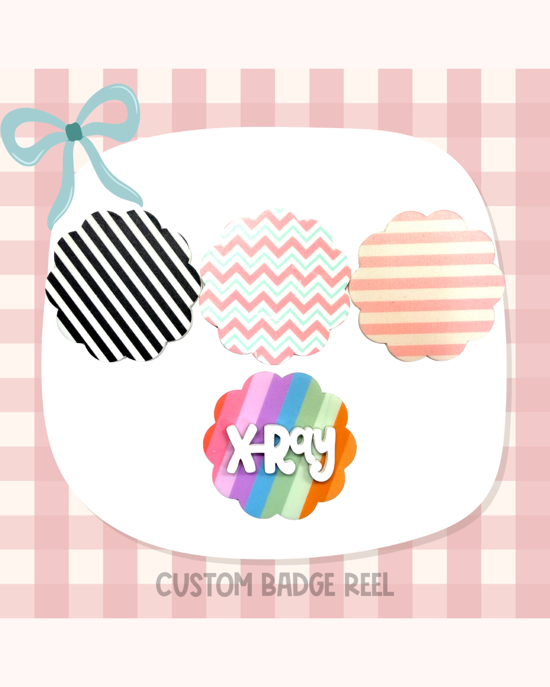 Stripes Badge Reel Custom Acrylic Design