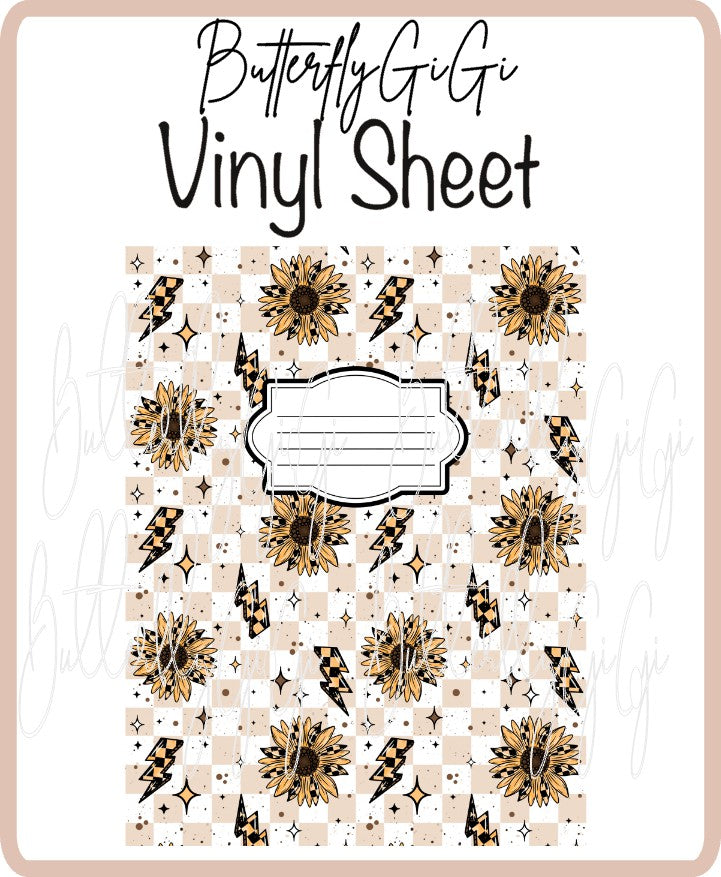 Vinyl Notebook Sunflower Checkered Cover