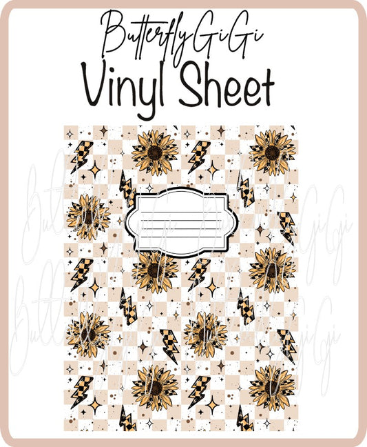 Vinyl Notebook Sunflower Checkered Cover