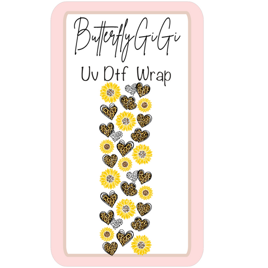 Wrap Sunflower Leopard Hearts UV Dtf