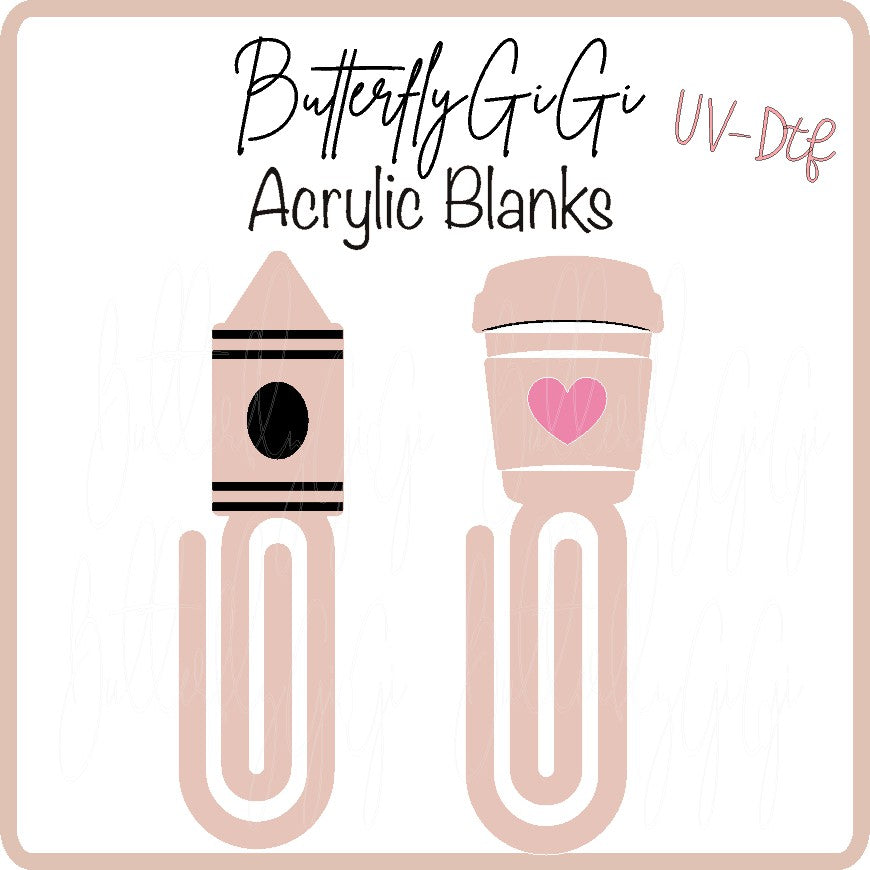 Apple Rainbow Pencil Coffee Marker Paperclip UVDTF