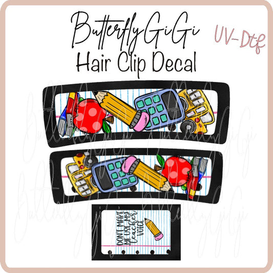 Teacher Hair Clip DECAL UV DTF
