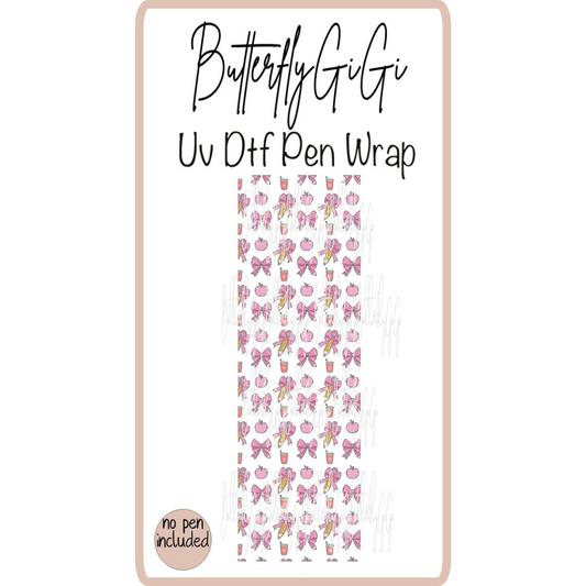 Wrap Teacher Apple Pink Pencil Uv Dtf