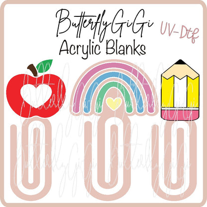 Apple Rainbow Pencil Coffee Marker Paperclip UVDTF