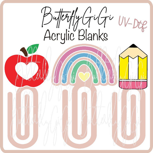 Apple Rainbow Pencil Coffee Marker Paperclip UVDTF