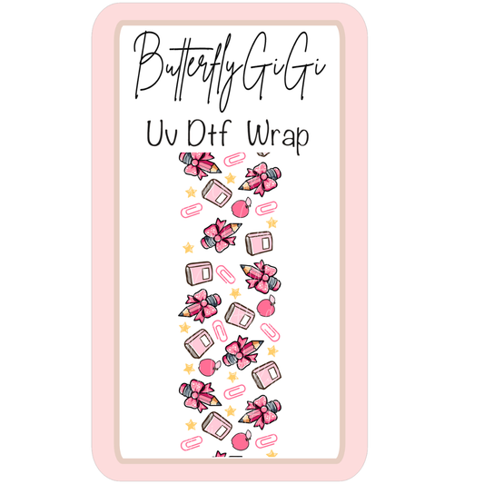 Wrap Teacher Pink Paper Clip UV Dtf