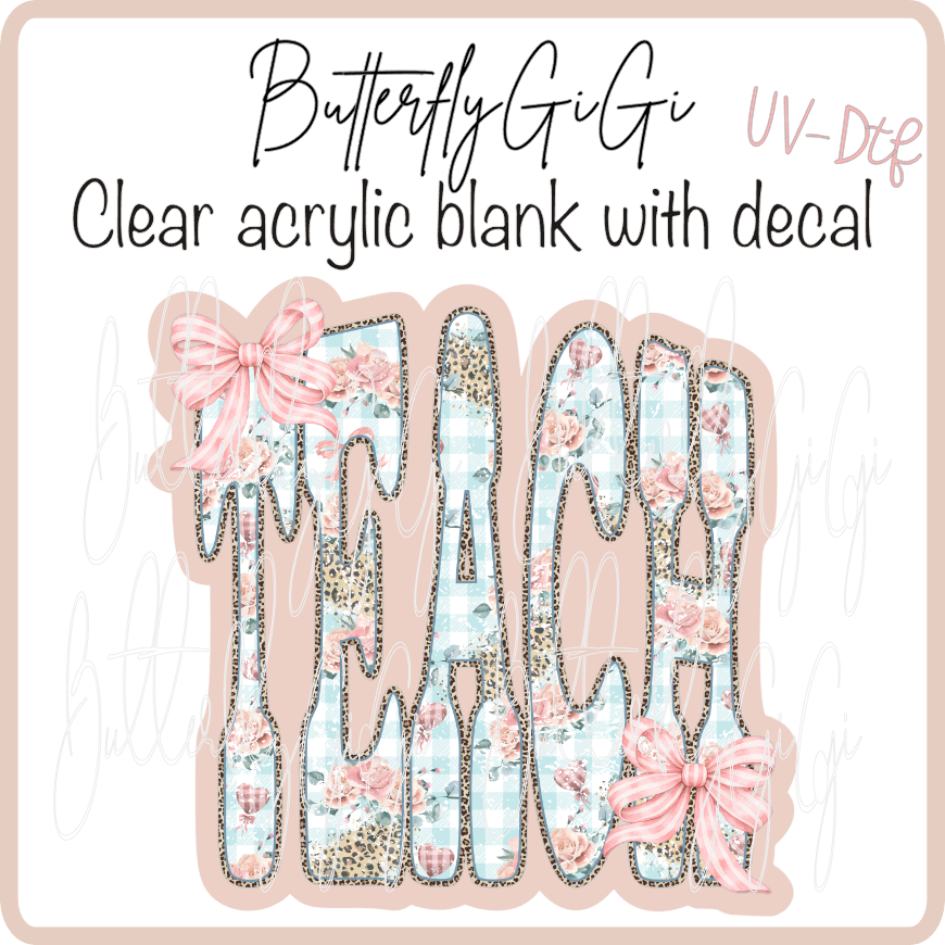 Teach Floral Gingham UvDTF