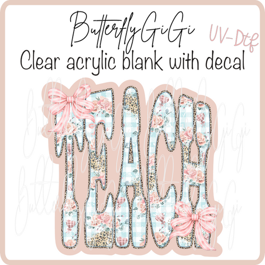 Teach Floral Gingham UvDTF