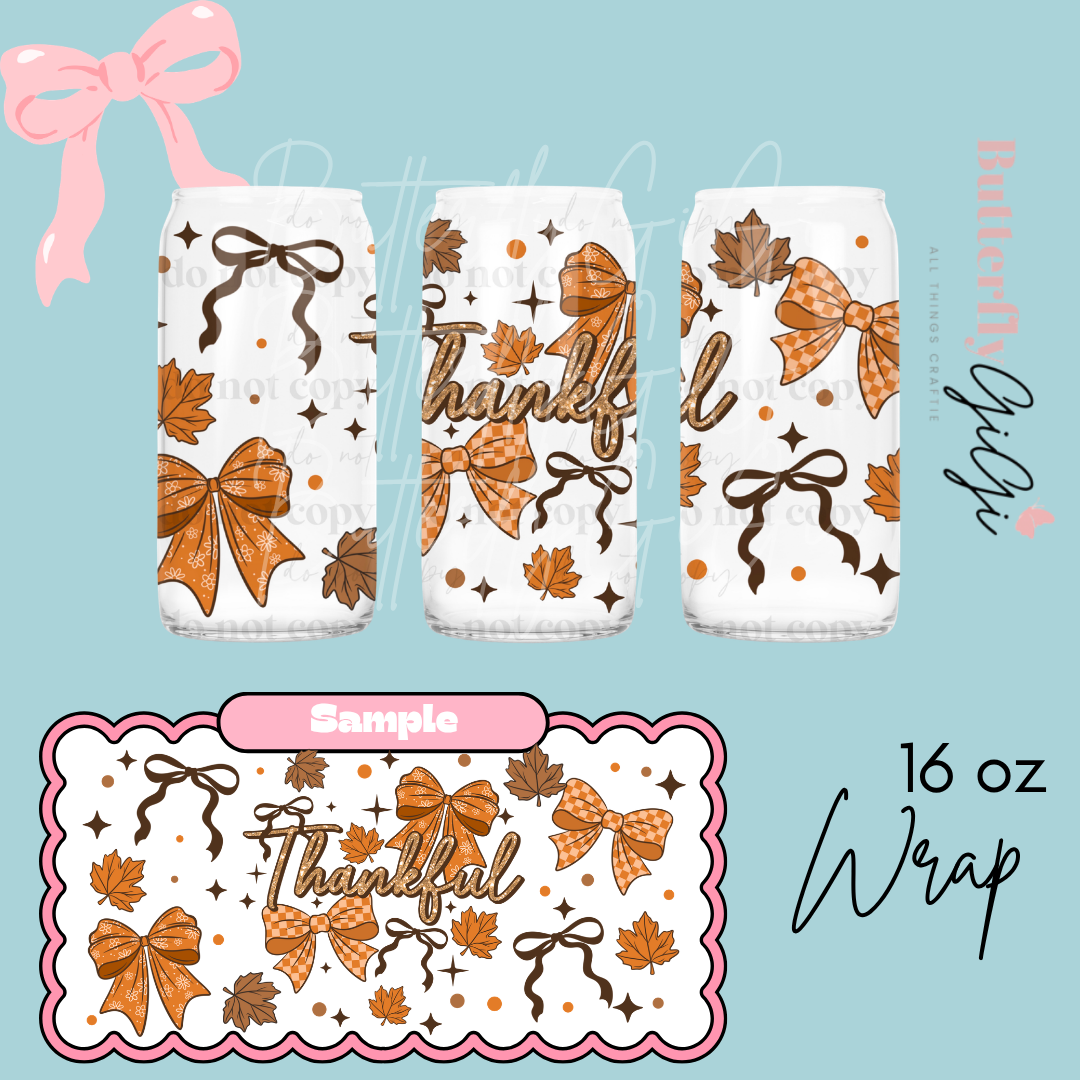 Thankful Bows 16oz UVDTF Wrap