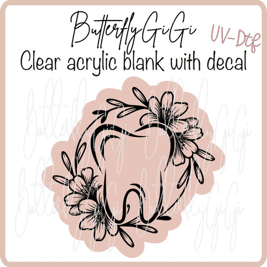 Tooth Black Floral UV DTF