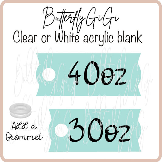 .Tumbler Plate Acrylic Blank 30 oz or 40 oz