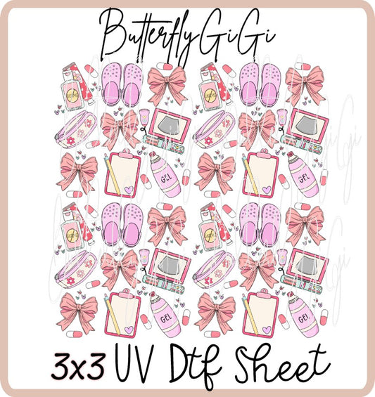 3x3 Ultrasound Pink Uv Dtf SHEET
