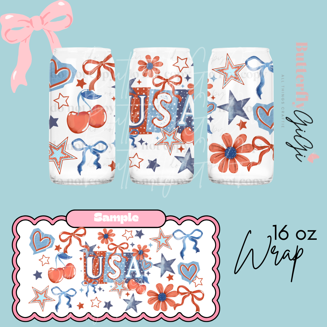 USA Bow Cherries 16oz UVDTF Wrap