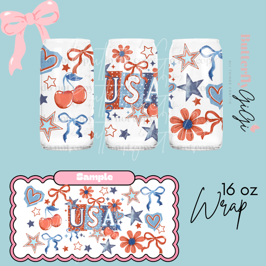 USA Bow Cherries 16oz UVDTF Wrap