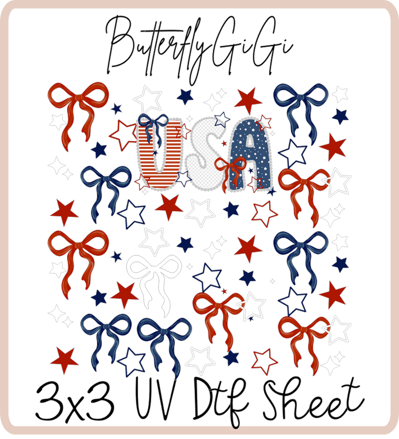 USA Bows 3x3 UVDtf Sheet