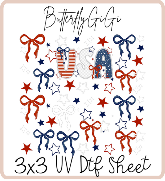 USA Bows 3x3 UVDtf Sheet