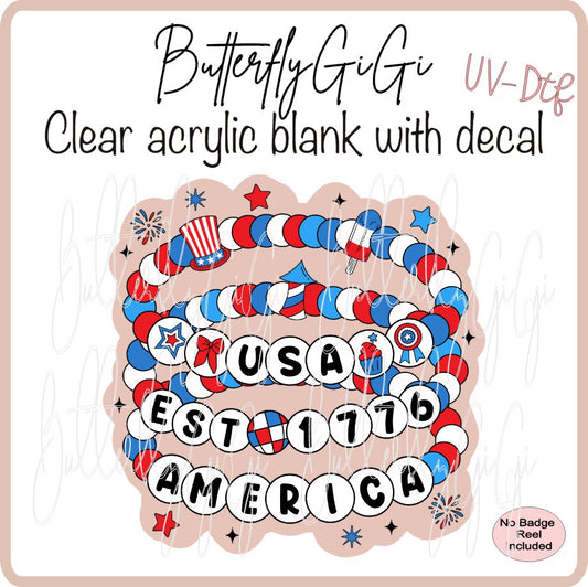 UVDTF Patriotic USA Bracelet