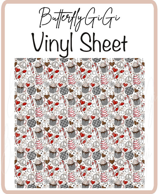 Peace Checkered Xmas Vinyl Sheet