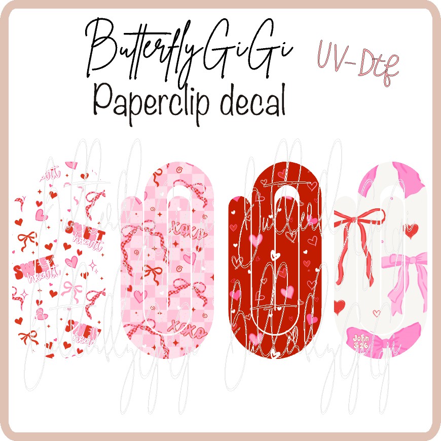 Valentine Paperclip Decal UvDTF