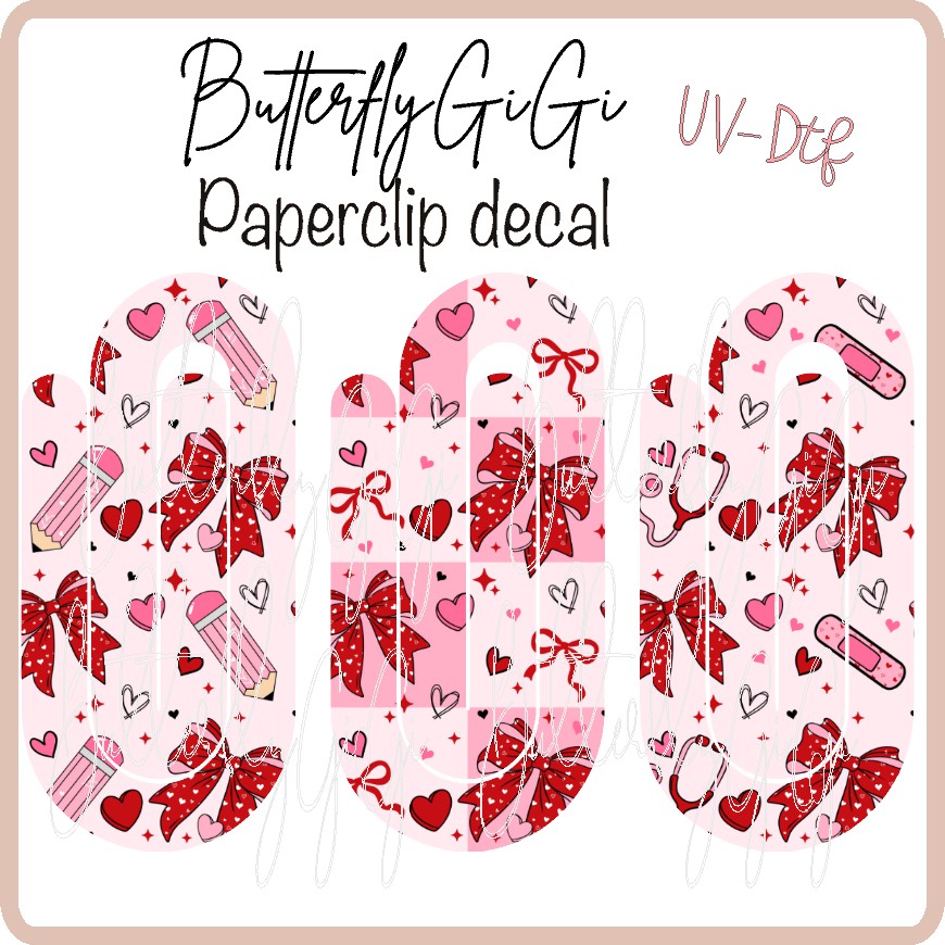 Valentine Paperclip Decal UvDTF