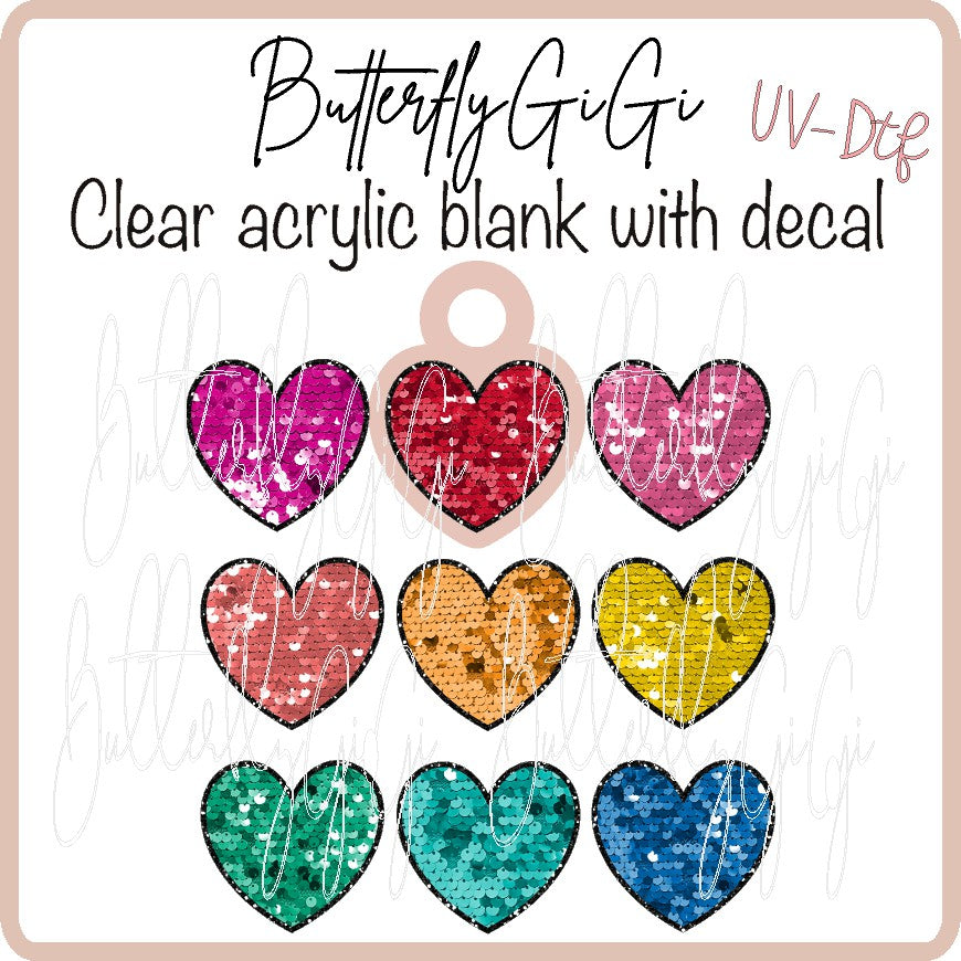 Valentine Shimmer Heart UVDTF Charms