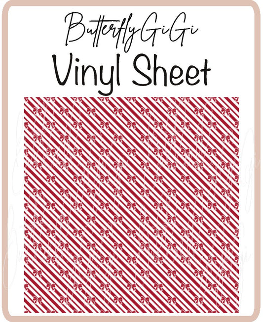 Candy Cane Bows Vinyl Sheet
