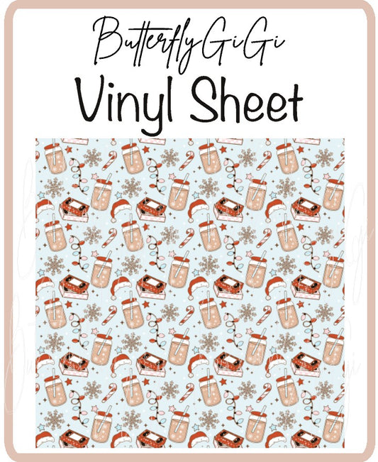 Christmas Iced Coffee Skeleton Vinyl Sheet